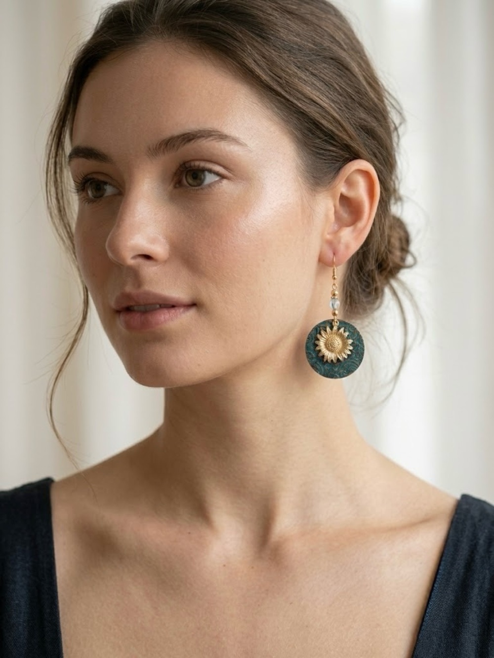 Vintage Style Sunflower Earrings